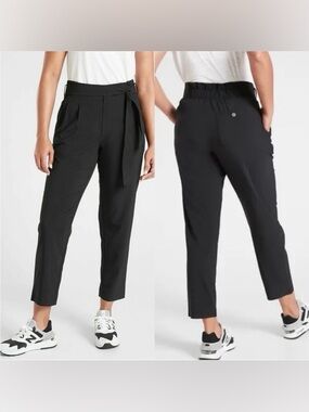 Athleta Brooklyn Pant Black Size 6 Tie Waist Travel Work Pants